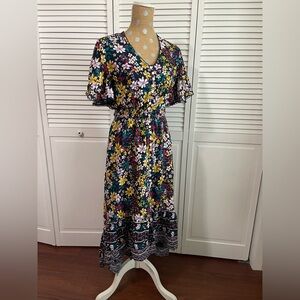 Floral high, low slimming, modest dress